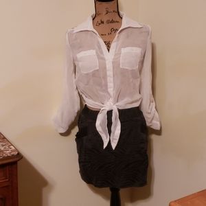 Black zebra print mini skirt.